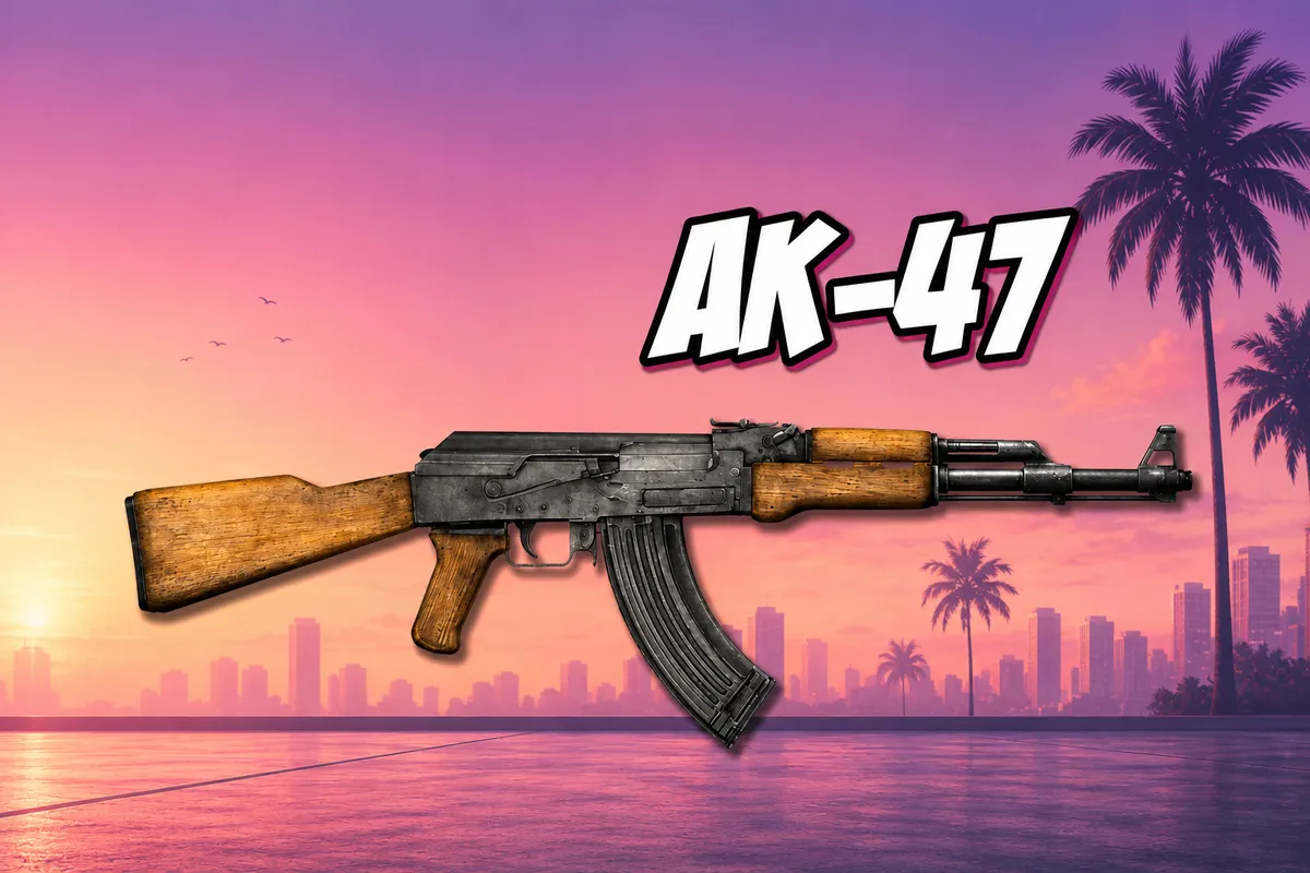 AK-47 assault rifle with wooden stock in GTA 6